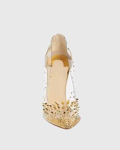 Shani Rivet Embellished Pvc Pumps In Gold