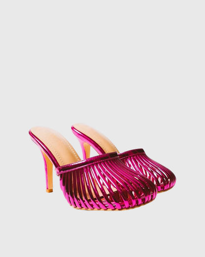 Shiori Cage Slippers In Hot Pink