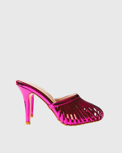 Shiori Cage Slippers In Hot Pink