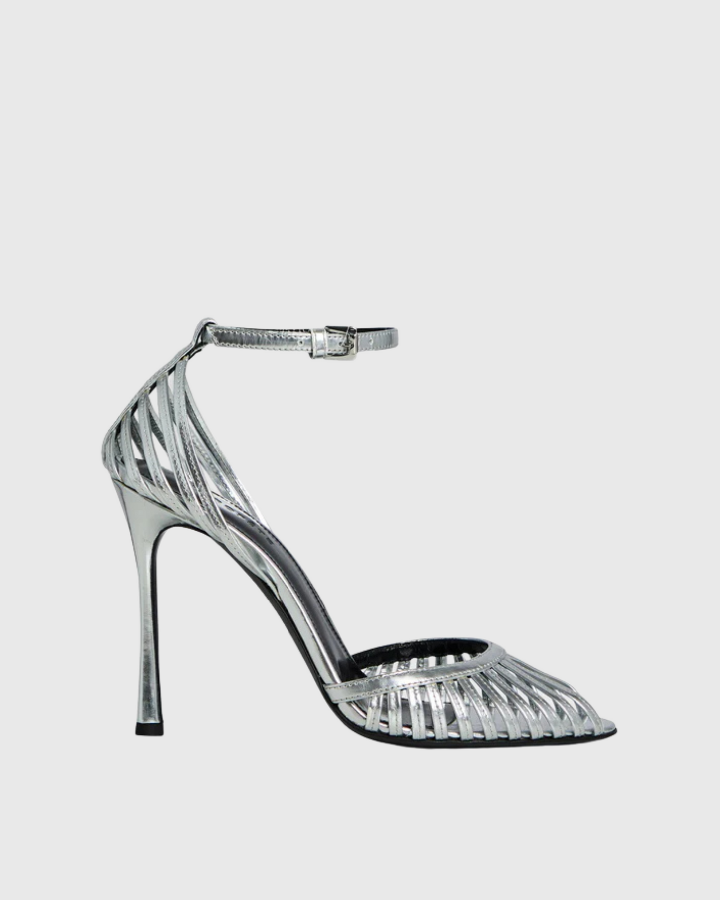 Shiori Cage Strap Pumps In Silver