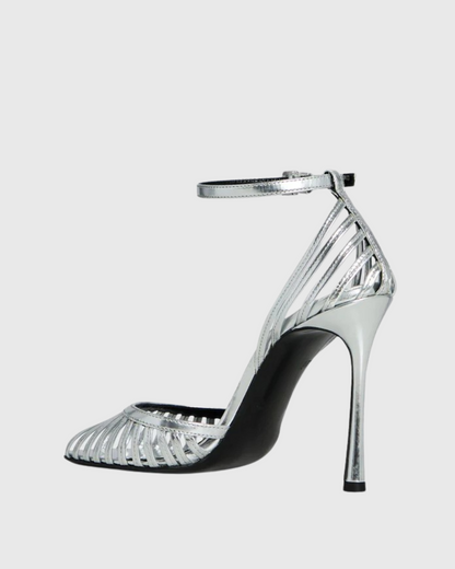 Shiori Cage Strap Pumps In Silver