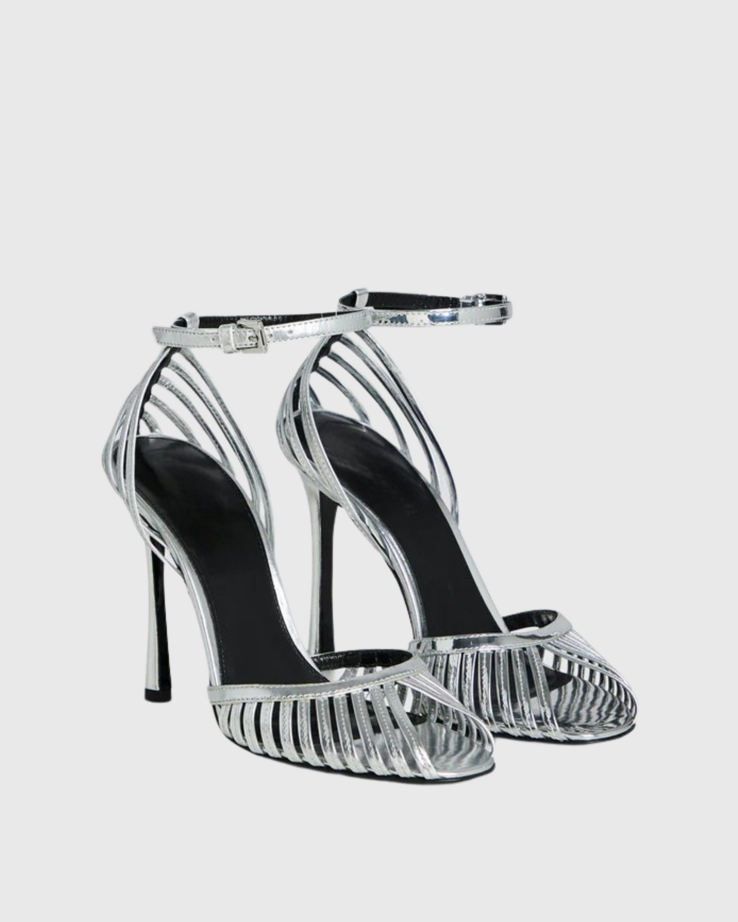 Shiori Cage Strap Pumps In Silver