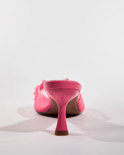 Shine Flower Mesh Slippers In Pink