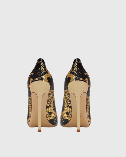 Sidney Snake Texture Pumps In Black