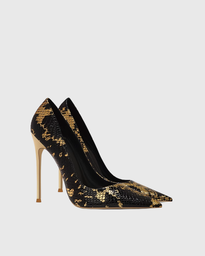 Sidney Snake Texture Pumps In Black