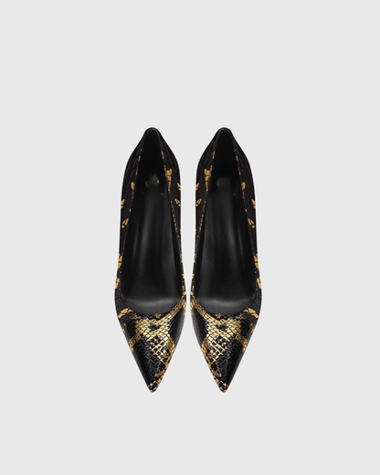 Sidney Snake Texture Pumps In Black