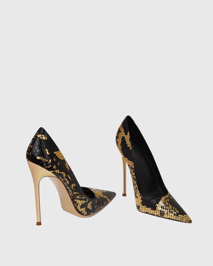 Sidney Snake Texture Pumps In Black