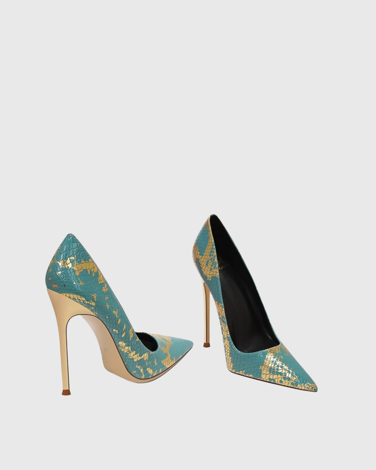 Sidney Snake Texture Pumps In Green