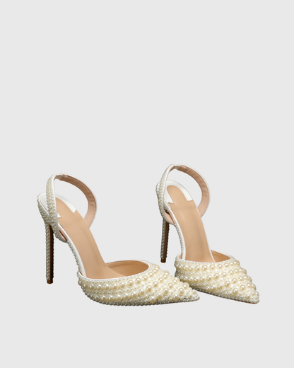 Siena Ivory Pearl Embellished Slingback Pumps