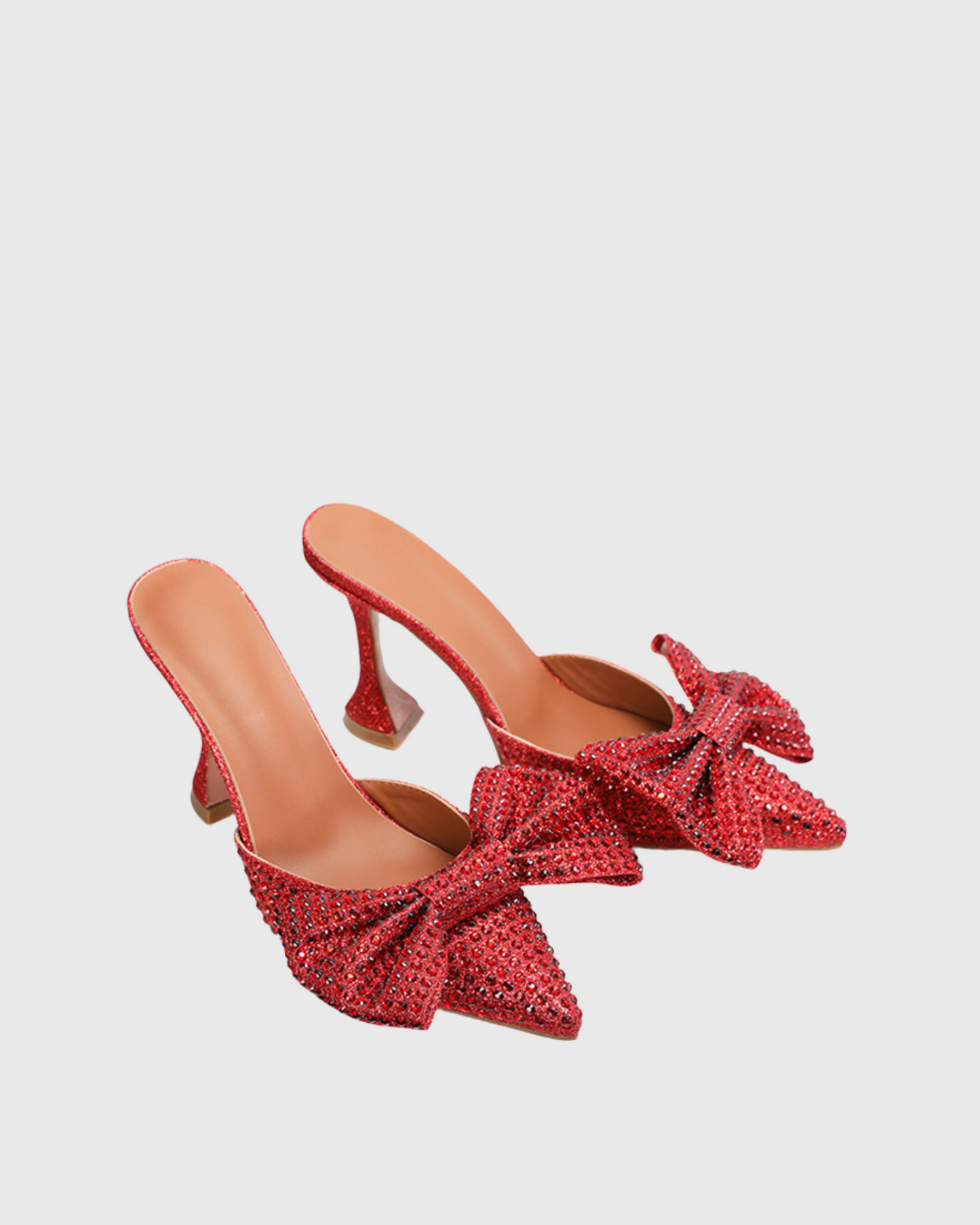 Siena Rhinestone Bow Flared Heel In Red
