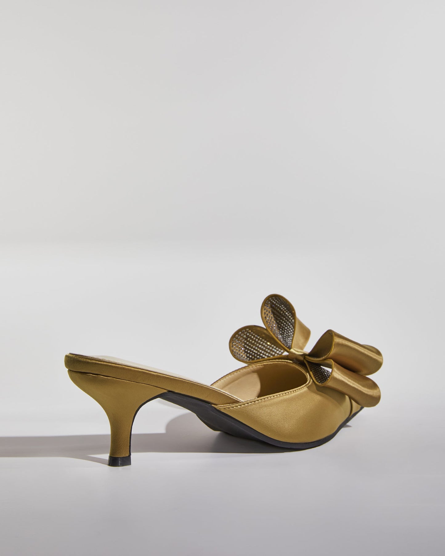 Siena Rhinestone Bow Mules In Mocha