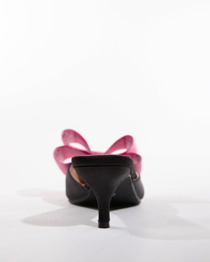 Siena Rhinestone Bow Satin Mules