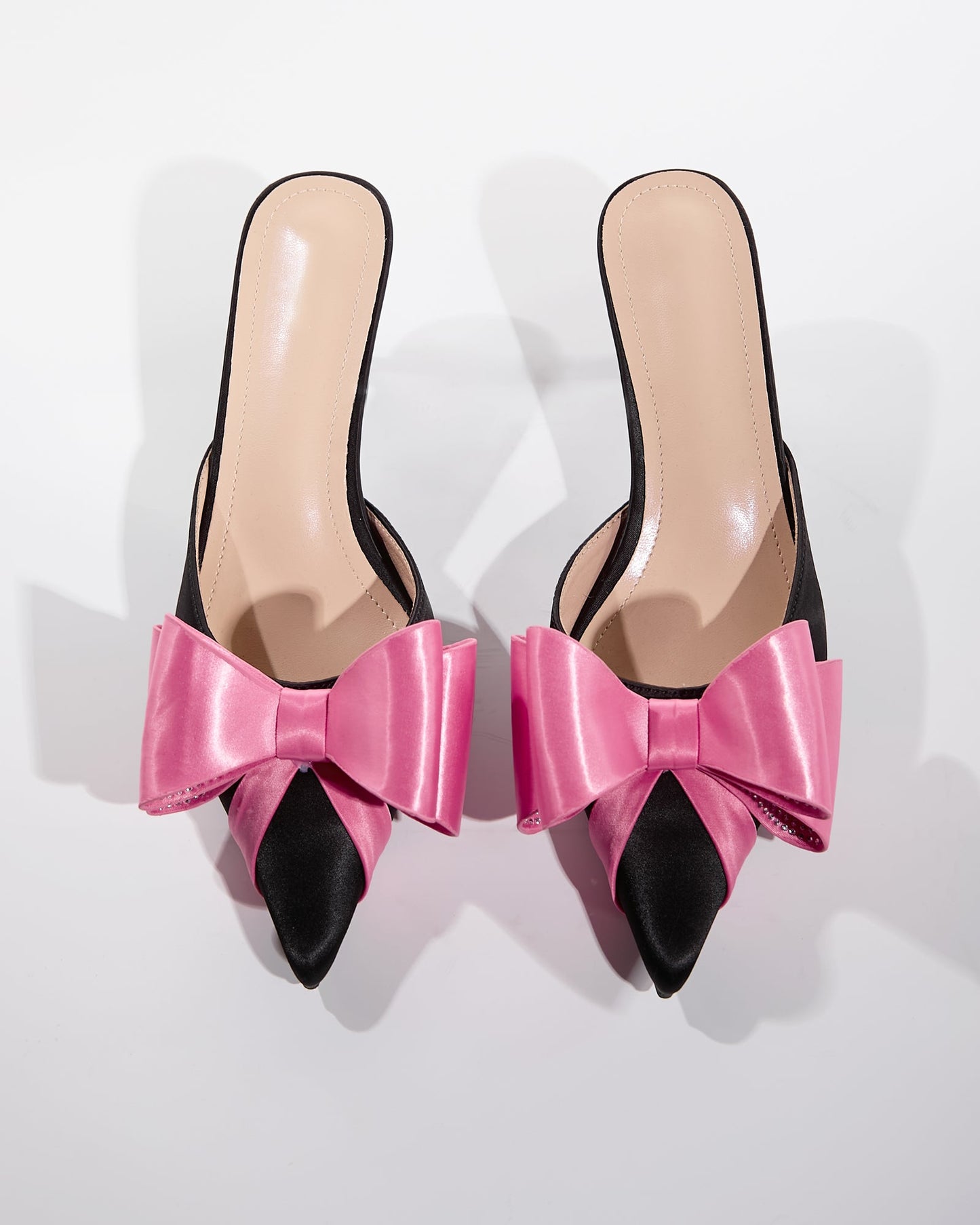 Siena Rhinestone Bow Satin Mules