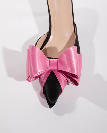 Siena Rhinestone Bow Satin Mules
