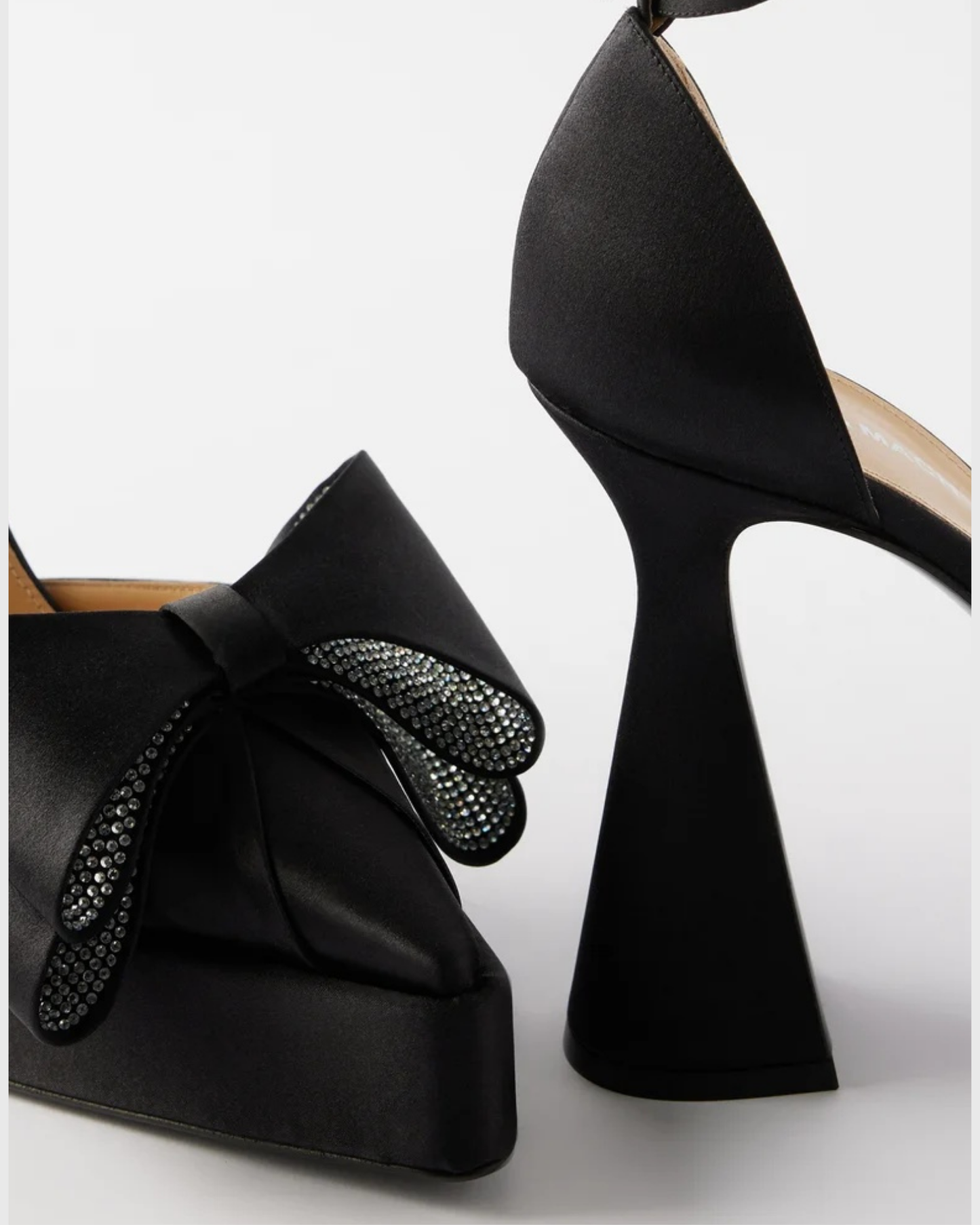 Siena Rhinestone Bow Slingback Platform Pumps In Black