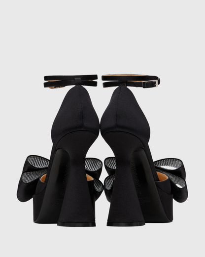 Siena Rhinestone Bow Slingback Platform Pumps In Black