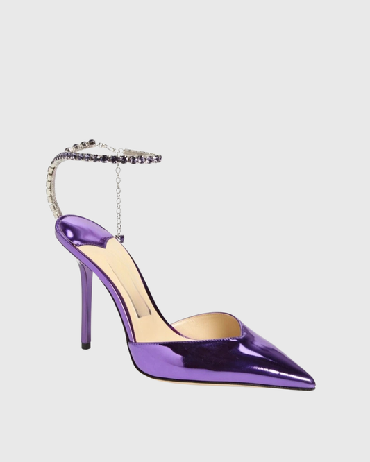 Silva Metallic Rhinestone Strap Pumps In Purple