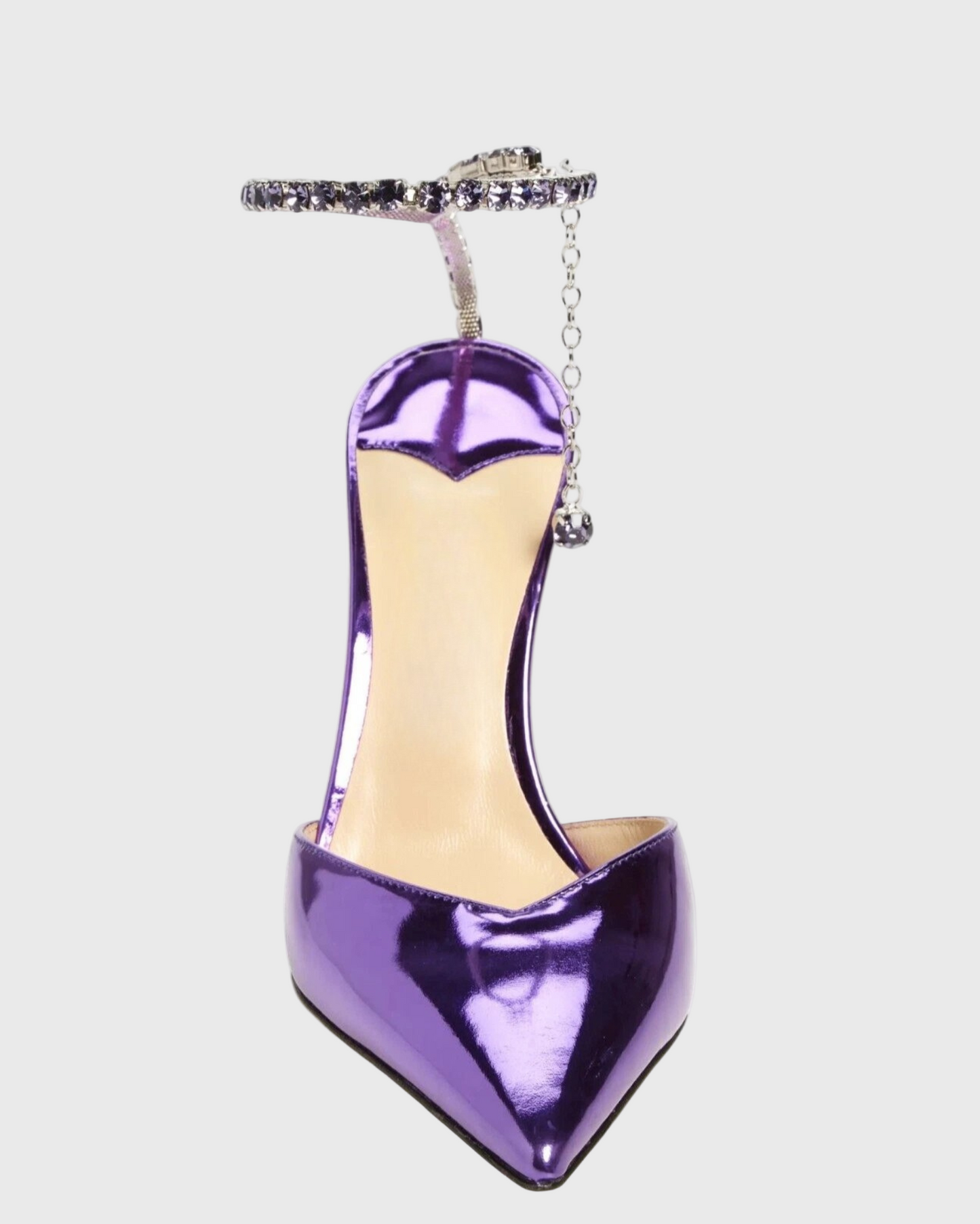 Silva Metallic Rhinestone Strap Pumps In Purple
