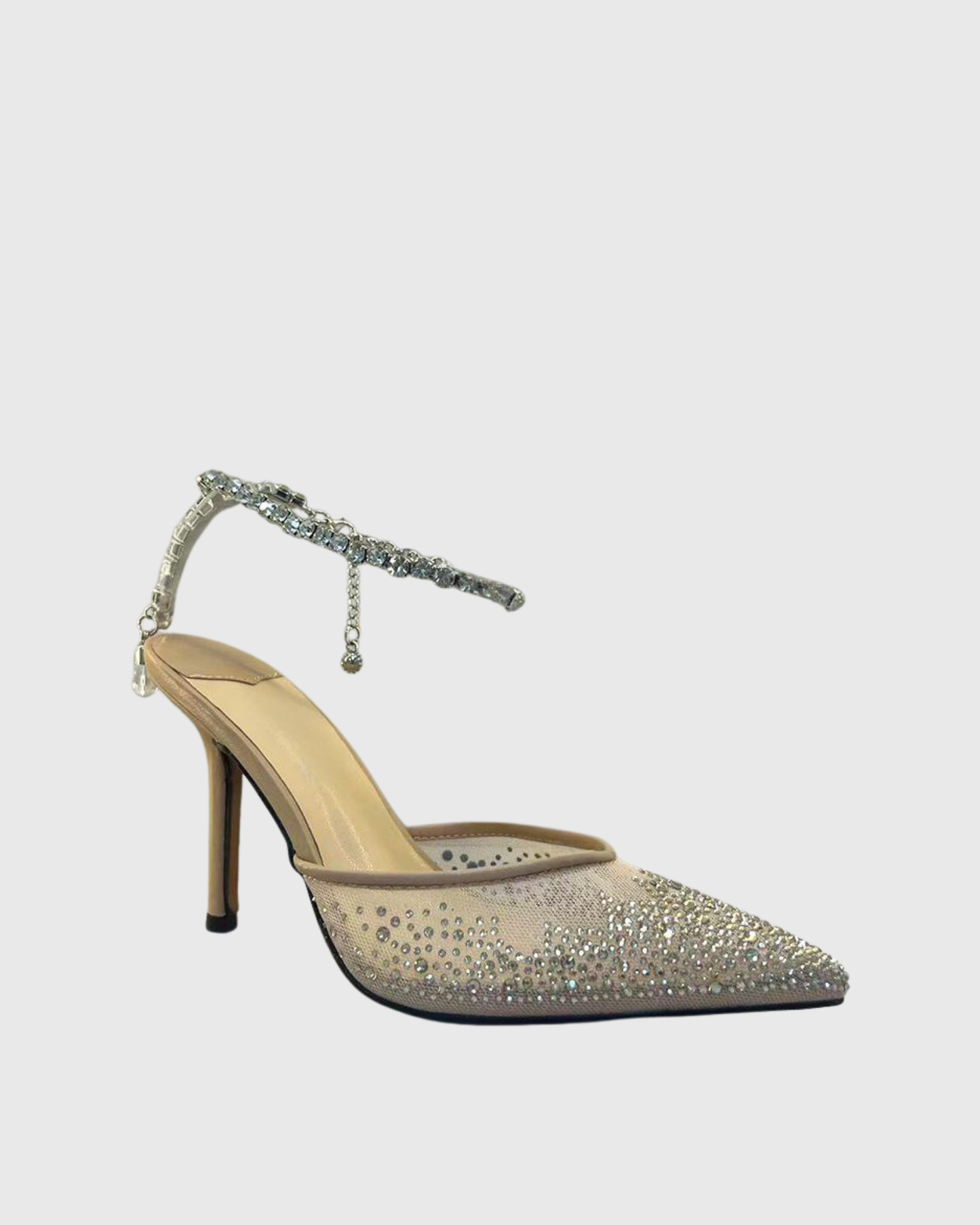 Silva Rhinestone Embellished Mesh Pumps In Natural