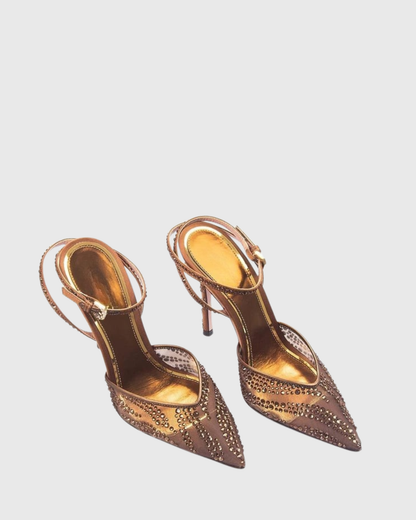 Silva Rhinestone Mesh Pumps In Brown