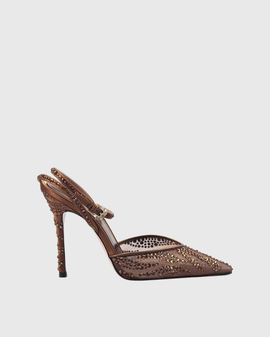 Silva Rhinestone Mesh Pumps In Brown