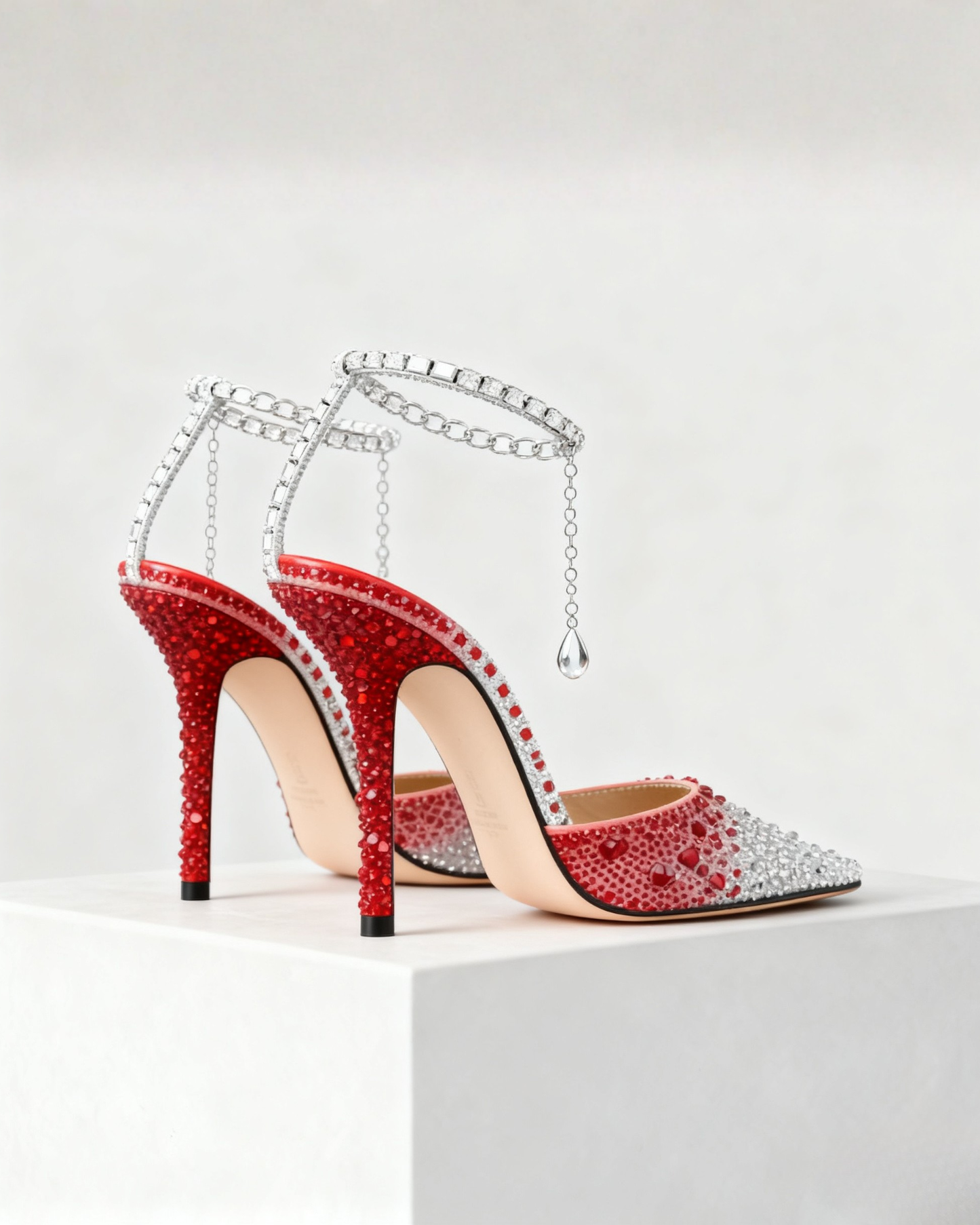 Silva Rhinestone Strap Embellished Pumps In Red
