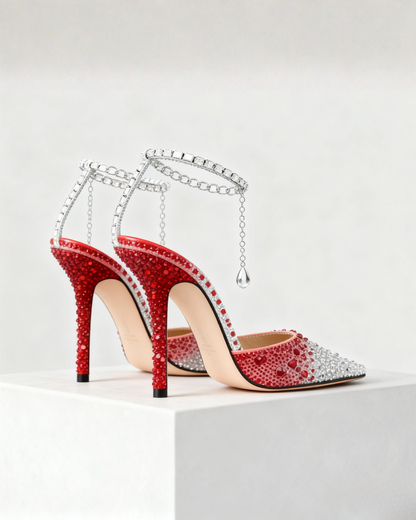 Silva Rhinestone Strap Embellished Pumps In Red