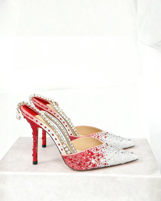 Silva Rhinestone Strap Embellished Pumps In Red