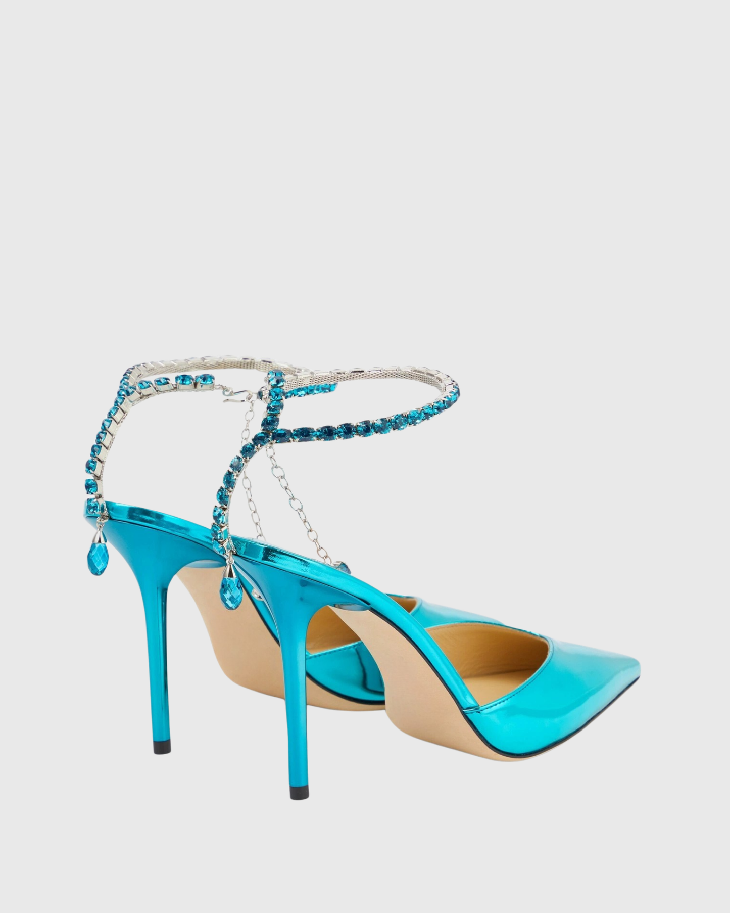 Silva Rhinestone Strap Metallic Pumps In Teal