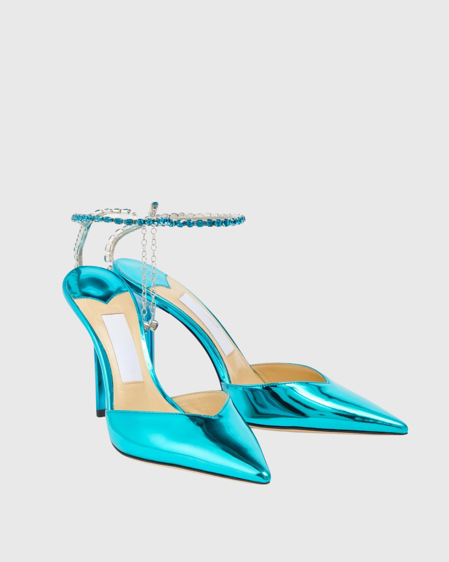 Silva Rhinestone Strap Metallic Pumps In Teal