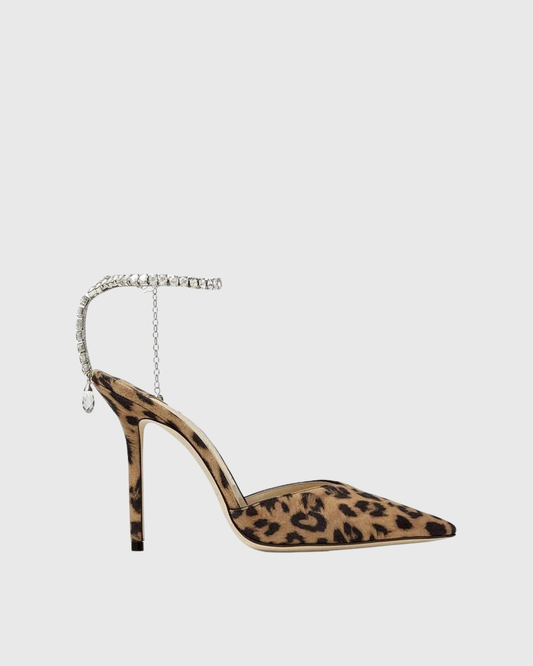 Silva Rhinestone Strap Pumps In Leopard