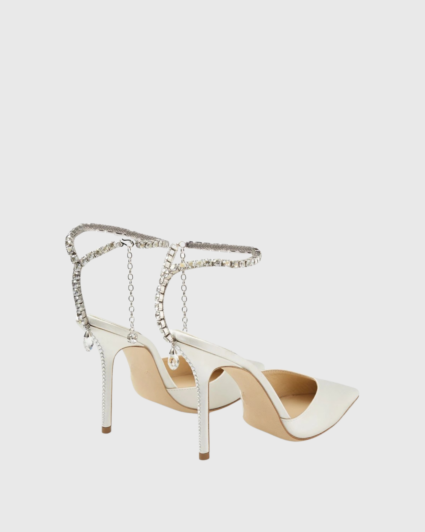 Silva Rhinestone Strap Satin Pumps In White