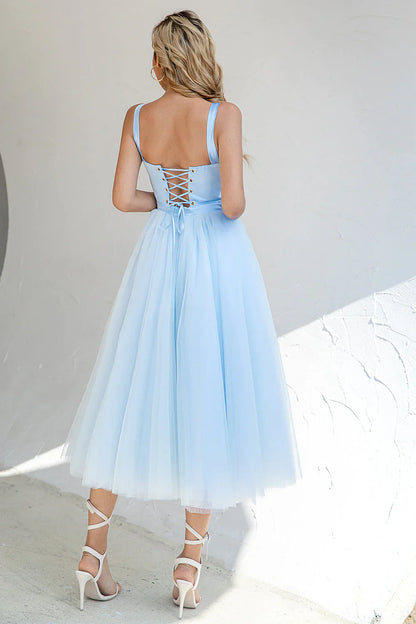 Sky Blue Tulle Cocktail Dress Tulle Homecoming Dresses
