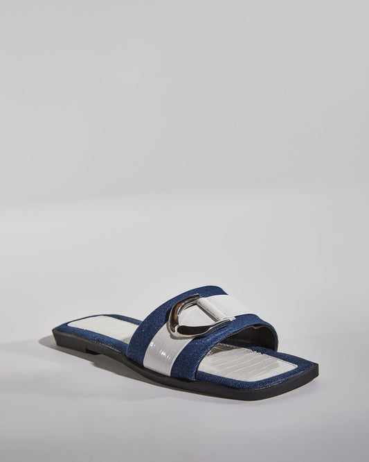 Sky Buckle Two Tone Slippers