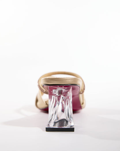 Skyla Bow Sparkl Strap Slippers In Gold