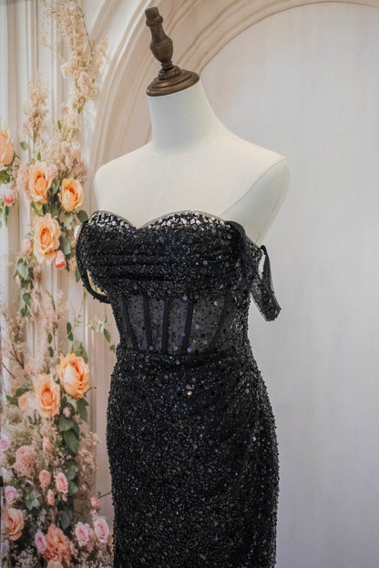 Sparkly Black Straps Short Tight Homecoming Dress with Sequin