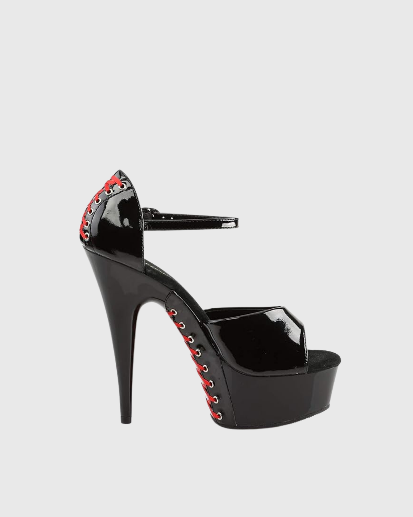 Stacey Red Back Lace Up Fish Mouth Platform Sandals