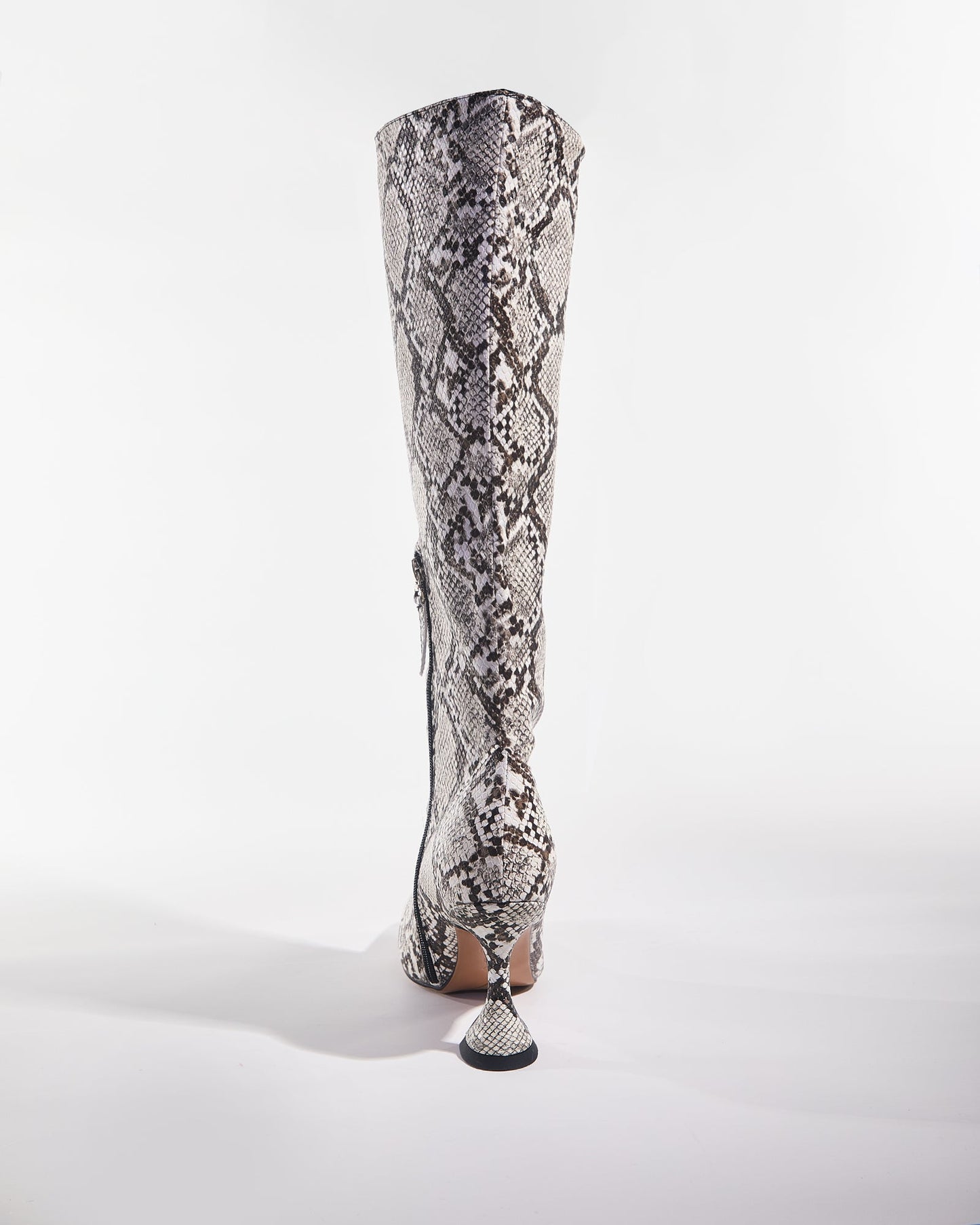 Story Snake Print Flared Heels In Grey