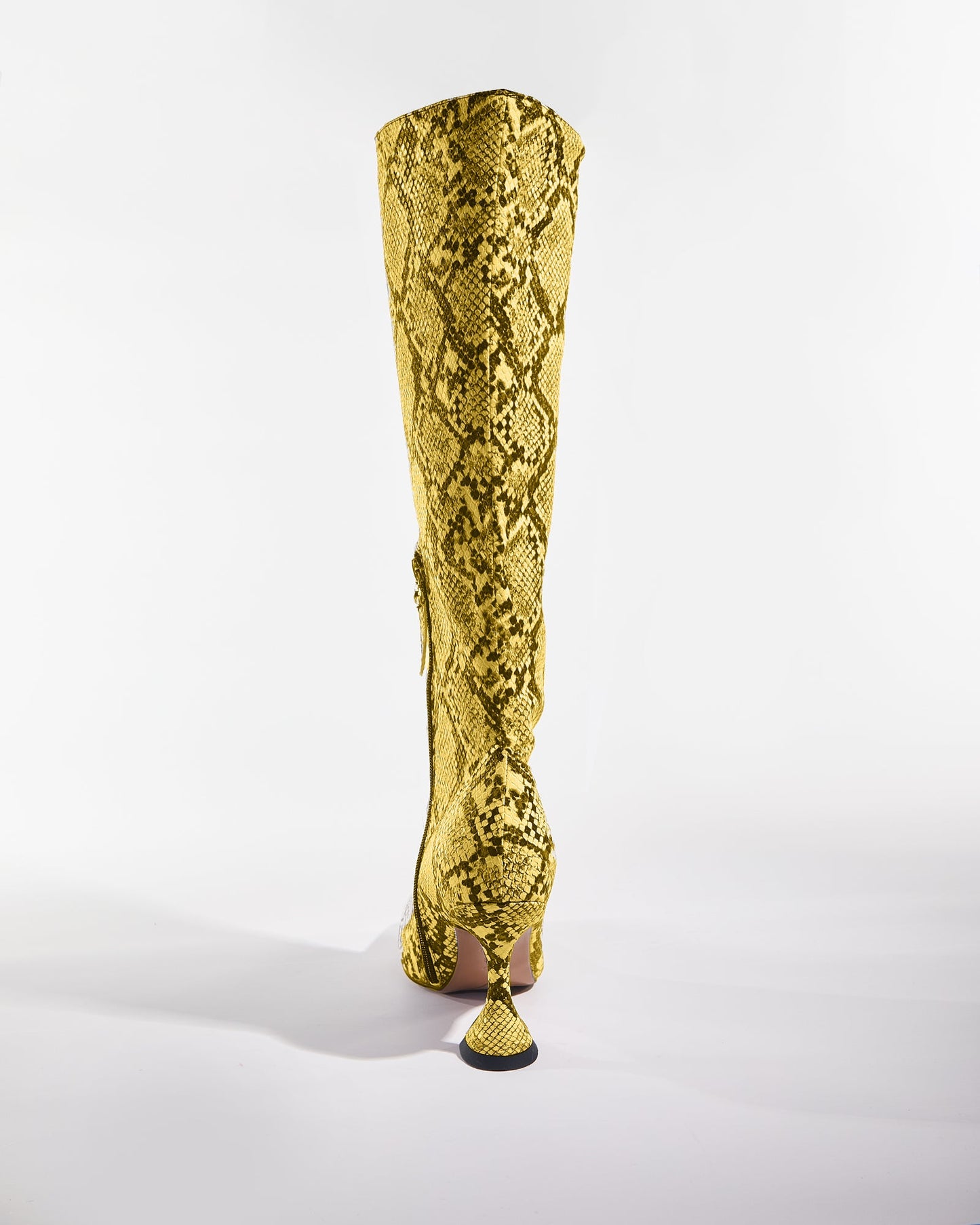 Story Snake Print Flared Heels In Yellow