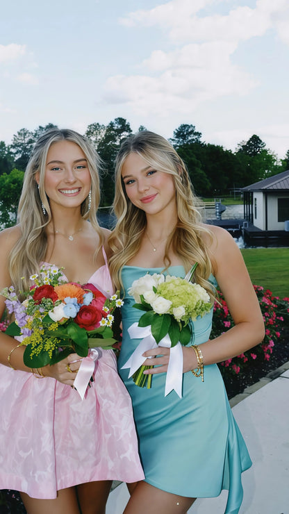 Strapless Mini Satin Homecoming Dress, Short Party Dress