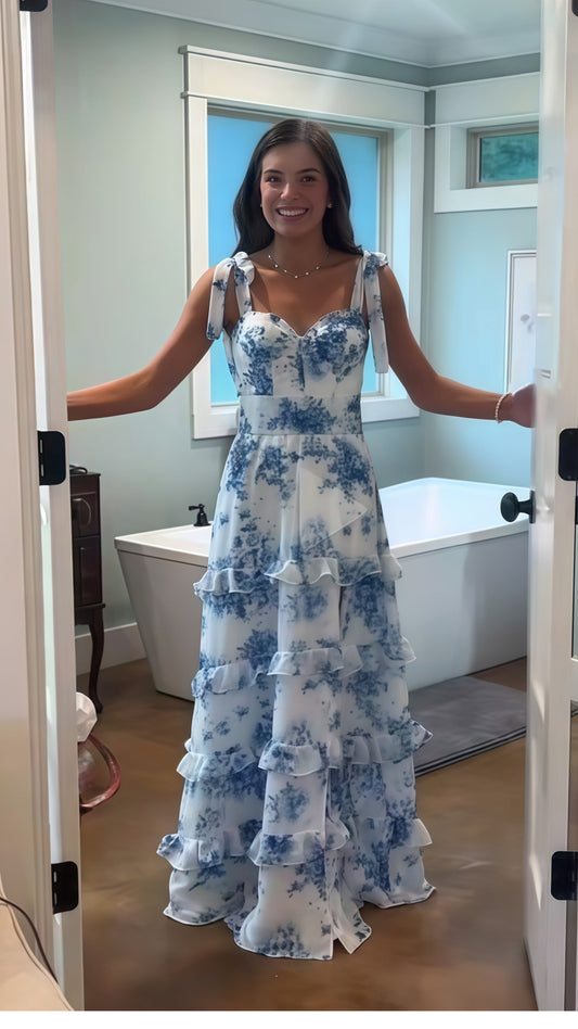 Stylish Floral Evening Prom Dress, Sweetheart Floor Length Party Gown,AST1658