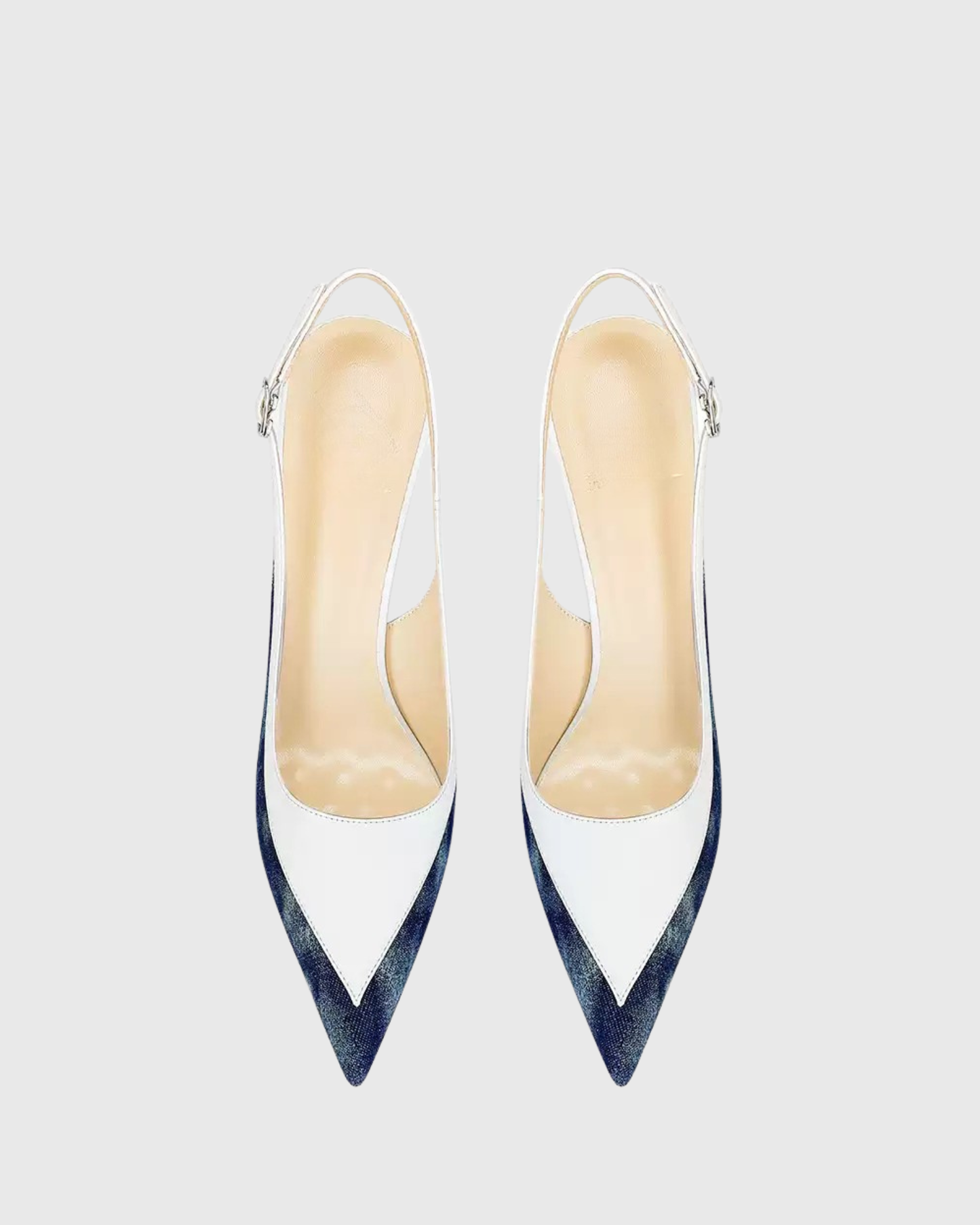 Sylvie Leather & Denim Splicing Pumps In White