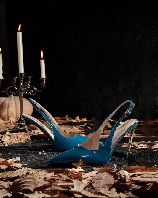 Sylvie Patent Leather Slingback Pumps In Blue