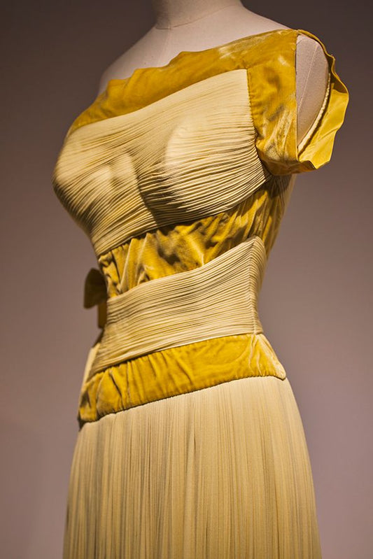 Chic Yellow Strapless Irregular Neck Pleated Ball Gown TP1833