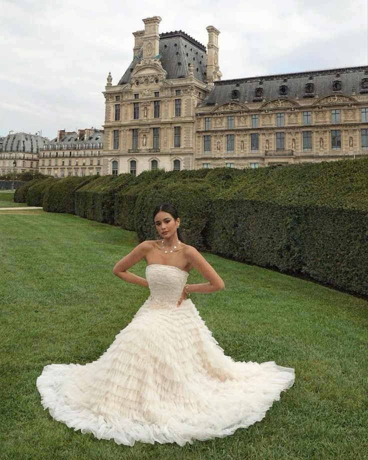 Ivory A-line Tulle Layered Pleated Princess Ball Gown Evening Dress TP1933