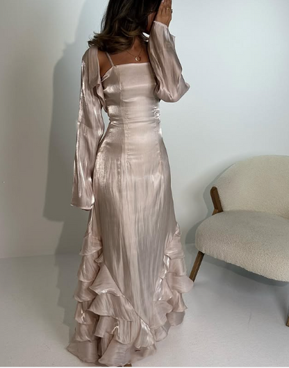 Vintage Pleated Ruffle Floor Length Ball Gown TP2161