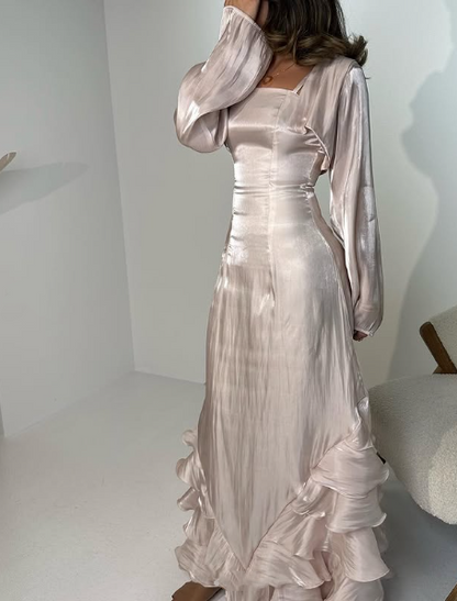 Vintage Pleated Ruffle Floor Length Ball Gown TP2161