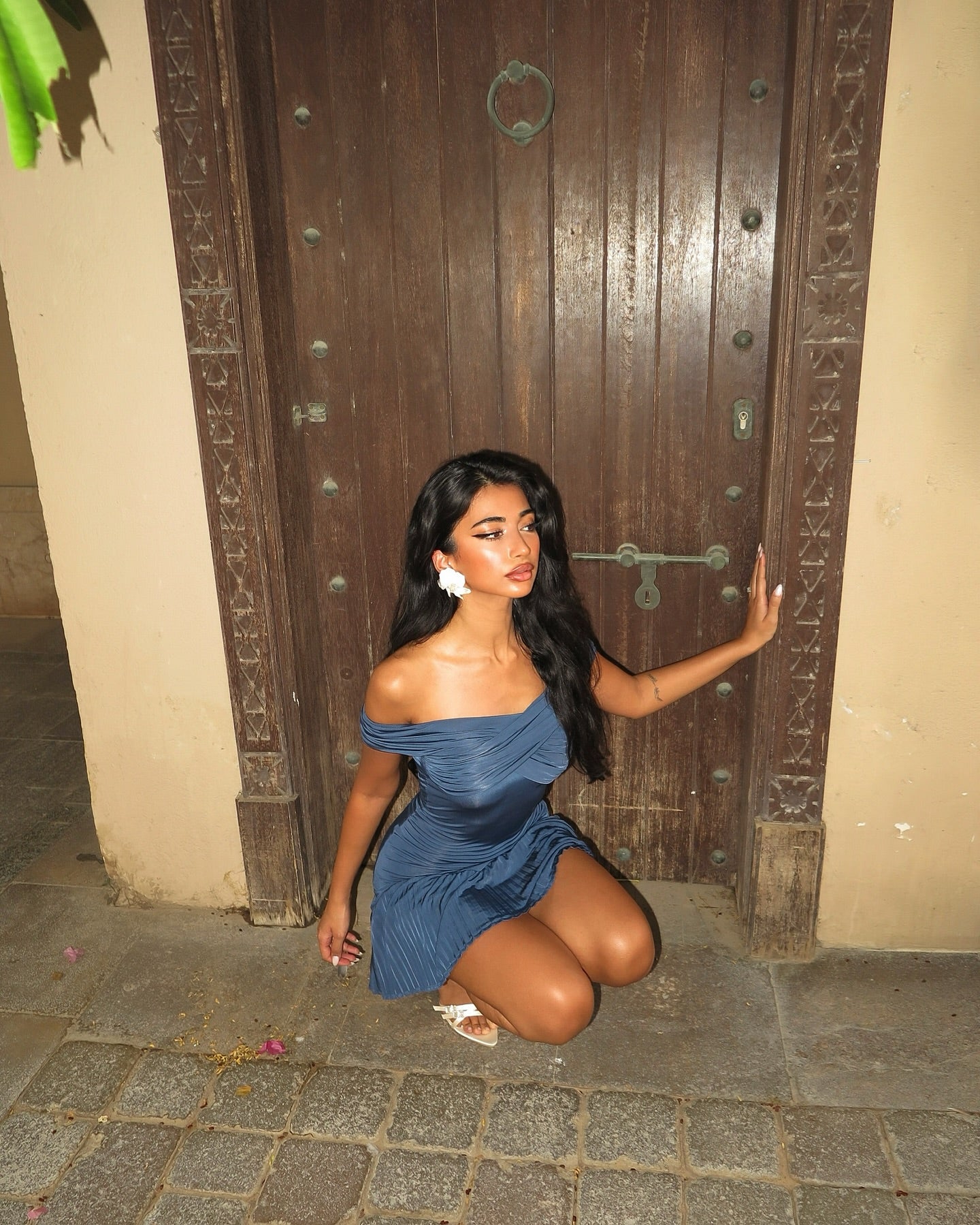 Chic Blue Off Shoulder Pleated Mini Party Dress Homecoming Dress TP2221