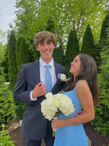 Elegant Blue Strapless Sleeveless Layered Pleated A-Line Ball Gown Bridesmaid Dress TP2407