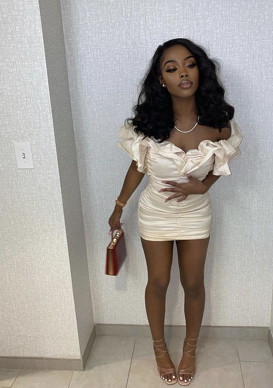 Sexy Ivory Sleeveless Pleated Mini Party Dress Homecoming Dress TP2658
